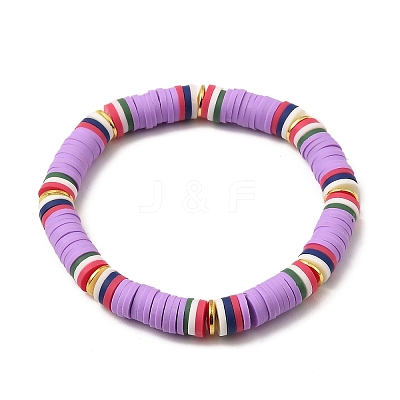 5Pcs 5 Color Polymer Clay Heishi Surfer Stretch Bracelets Set BJEW-JB09862-1