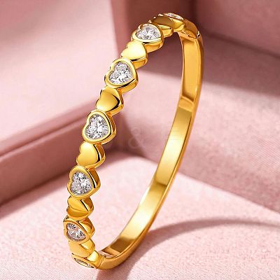 304 Stainless Steel Pave Clear Cubic Zirconia Hinged Cuff Bangles for Women WGF7C0B-02-1