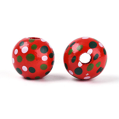 Spray Painted Schima Wood Beads WOOD-T032-36F-1