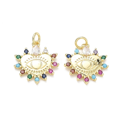 Brass Micro Pave Colorful Cubic Zirconia Pendants KK-K428-07G-1