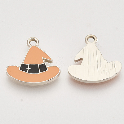 Light Gold Plated Alloy Enamel Pendants X-ENAM-T009-33A-1
