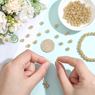 120Pcs Brass Rhinestone Beads KK-PA0001-26G-1