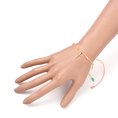(Jewelry Parties Factory Sale)Adjustable Nylon Thread Braided Beads Bracelets BJEW-JB05331-02-1