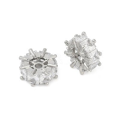 Brass Micro Pave Cubic Zirconia Beads KK-H202-10P-1