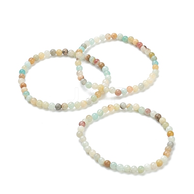 Natural Amazonite Beaded Stretch Bracelets BJEW-D446-A-31-1