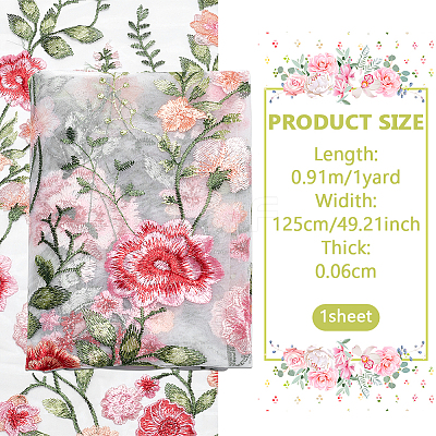 1 Yard Flower Pattern Embroidery Polyester Fabric AJEW-WH0314-473A-1