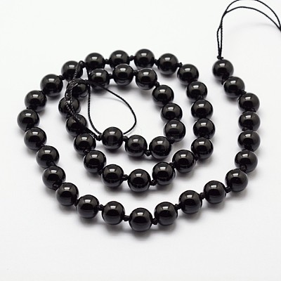 Natural Black Onyx Beads Strands X-G-O153-01-6mm-1