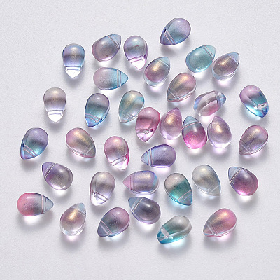 Transparent Spray Painted Glass Charms LS-GLAA-R211-03-E02-1