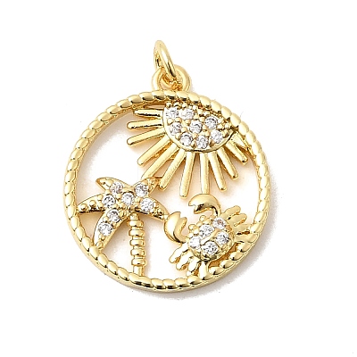 Brass Micro Pave Cubic Zirconia Pendants KK-P343-01D-G-1