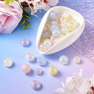 75Pcs 5 Styles Electroplate Acrylic European Beads OACR-TA0002-68-1