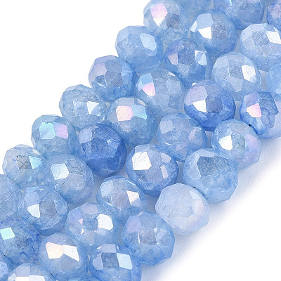 Dyed Crackle Imitation Jade Glass Beads Strands EGLA-Q131-02B-03-1