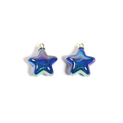 10Pcs UV Plated Iridescent Opaque Resin Pendants PW-WG9DE9F-11-1