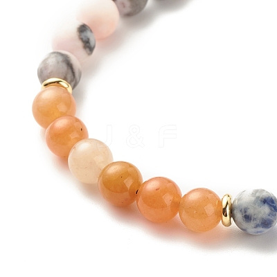 Wood & Gemstone Beaded Bracelet Wristlet Keychains KEYC-JKC00299-1