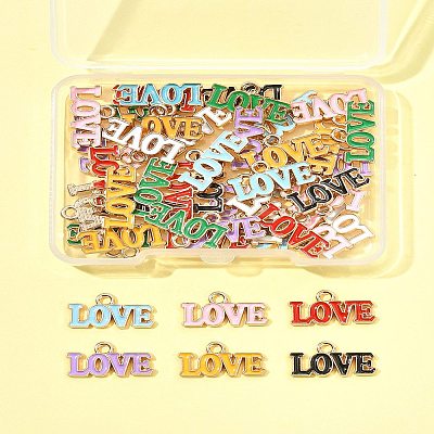 48Pcs 8 Colors Valentine's Day Theme Alloy Enamel Pendants ENAM-FS0002-51-1