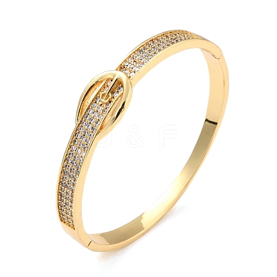 Clear Cubic Zirconia Clasp Shape Bangle BJEW-I298-27G-1