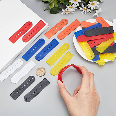 48 Sets 6 Colors PE Plastic 7 Holes Hats Replacement Fasteners Buckle FIND-BC0003-51-1