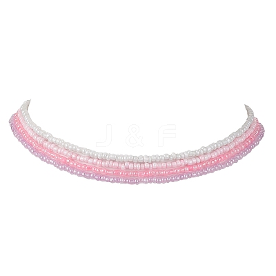 4Pcs 4 Colors Glass Seed Beaded Necklaces Set NJEW-JN04645-1