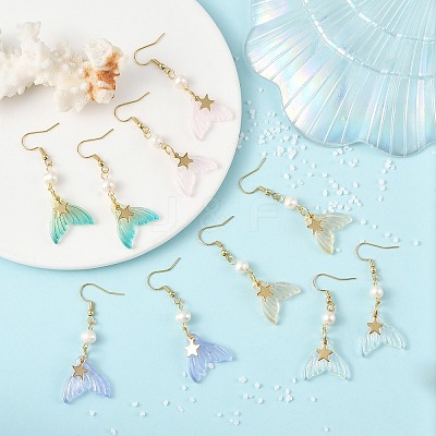 Glass Dangle Earrings EJEW-JE07309-1