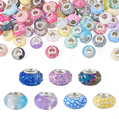 60Pcs 3 Styles Opaque Resin European Beads RESI-TA0005-29-1