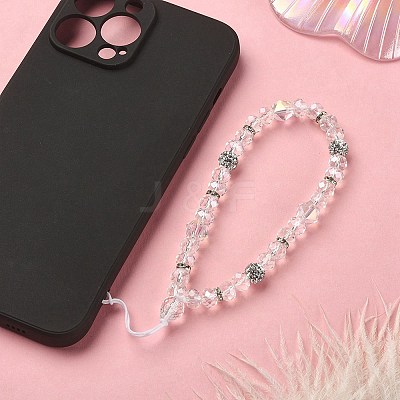 Rondelle Glass & Polymer Clay Rhinestone Beads Phone Hand Strap Chains HJEW-YW0001-05D-1