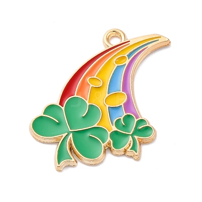 Saint Patrick's Day Alloy Enamel Pendants FIND-M060-24C-G-1