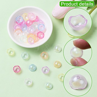 40Pcs 8 Colors Transparent Plastic Bead Caps KY-CJ0001-97-1