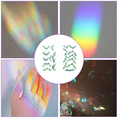 2PCS 2 Styles PVC Stickers Colorful Window Stickers 3D Laser Bat Static Glass Window Stickers JX825A-1