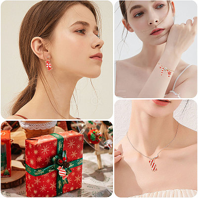 64Pcs 8 Styles Christmas Theme Alloy Enamel Pendants ENAM-CA0001-88-1