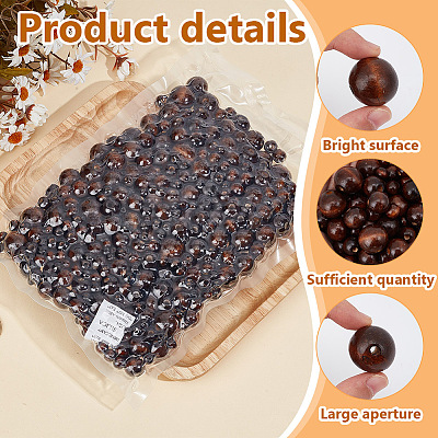 350Pcs 9 Styles Wood Large Hole European Beads WOOD-OC0003-79-1