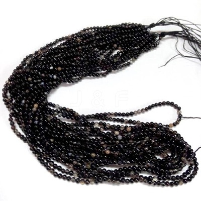 Natural Black Onyx Beads Strands X-G-H1567-8MM-1