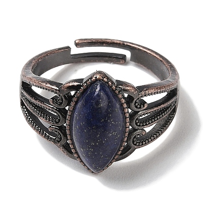 Natural Lapis Lazuli Horse Eye Adjustable Rings RJEW-K271-05R-09-1