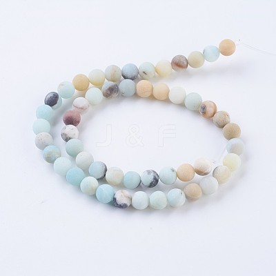 Frosted Natural Flower Amazonite Round Bead Strands G-E334-10mm-09-1