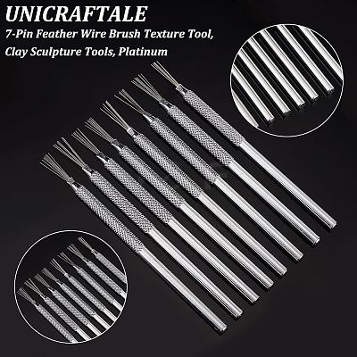 8Pcs Stainless Steel Clay Pottery Sculpture Feather Wire Texture Tool DIY-UN0003-25-1