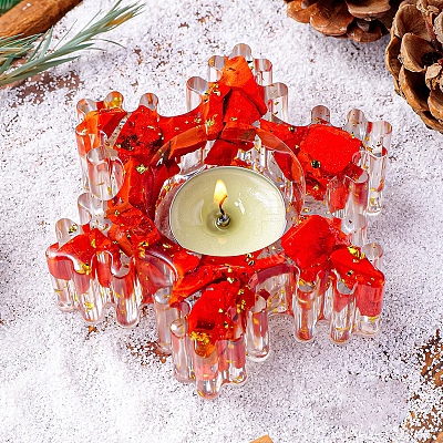 Natural Red Jasper & Resin Candle Holder Molds DJEW-H012-02C-1