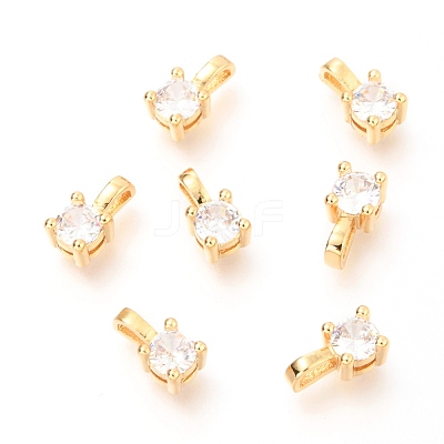 Brass Micro Pave Clear Cubic Zirconia Charms ZIRC-O036-19G-1