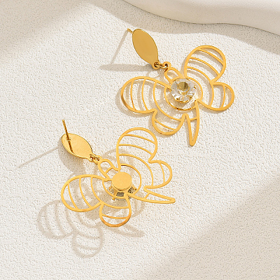 Elegant Tassel Butterfly 201 Stainless Steel Stud Earrings PO0669-1