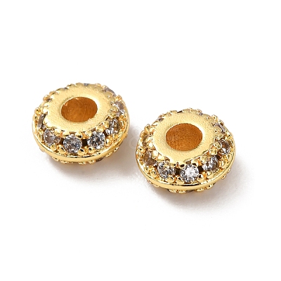 Brass Micro Pave Clear Cubic Zirconia Beads KK-C253-11G-1