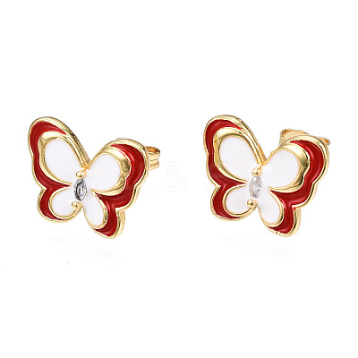 Brass Micro Pave Cubic Zirconia Stud Earrings EJEW-T014-51G-NF-1