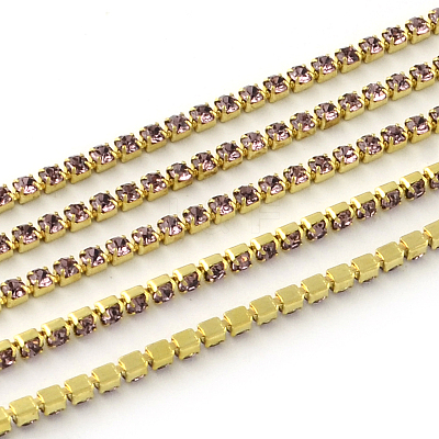 Nickel Free Raw(Unplated) Brass Rhinestone Strass Chains CHC-R119-S6-12C-1-1
