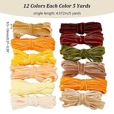 60 Yards 12 Colors Single Face Velvet Ribbon SRIB-AR0001-21-1