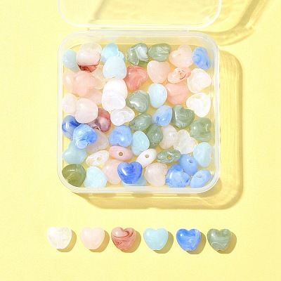 60Pcs 6 Colors Opaque Acrylic Beads MACR-FS0001-69-1