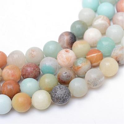 Round Natural Flower Amazonite Bead Strands G-R345-6mm-17-1