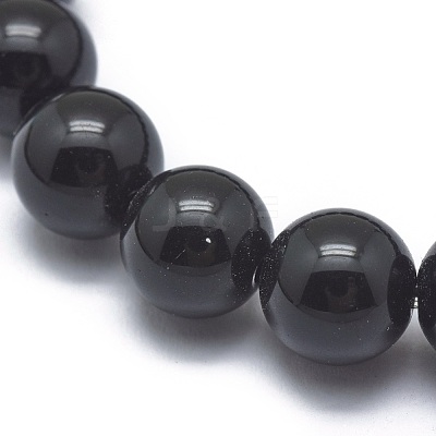 Synthetic Black Stone Bead Stretch Bracelets X-BJEW-K212-B-032-1