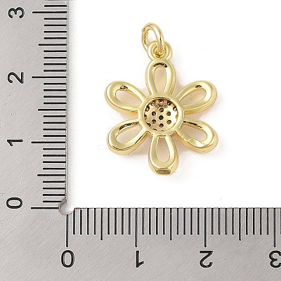 Brass Micro Pave Clear Cubic Zirconia Pendants ZIRC-P121-05B-G-1
