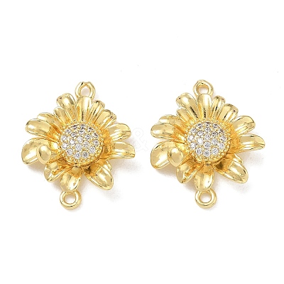 Brass Micro Pave Clear Cubic Zirconia Connector Charms CU-CBA280C-12G-1