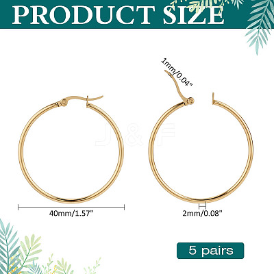 5 Pairs 304 Stainless Steel Hoop Earrings EJEW-ME0001-09-1