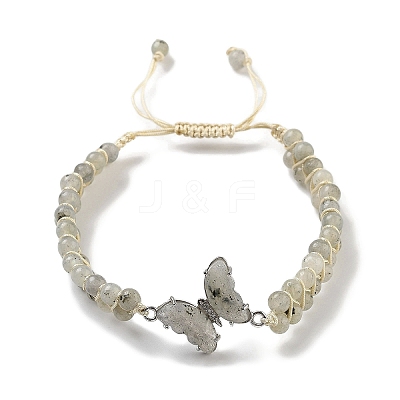Natural Labradorite Braided Round Bead Bracelets BJEW-K251-06D-1