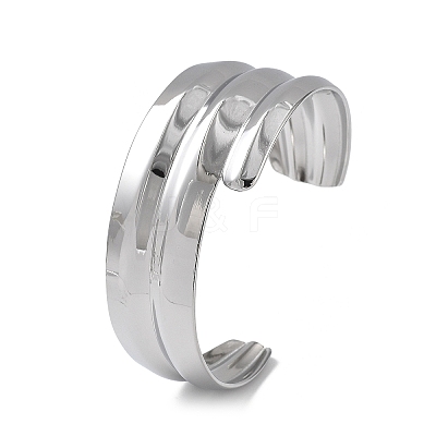 304 Stainless Steel Cuff Bangles for Women BJEW-Z078-19P-1