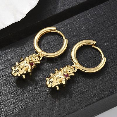Brass Cubic Zirconia Hoop Earrings EJEW-Q015-01G-1