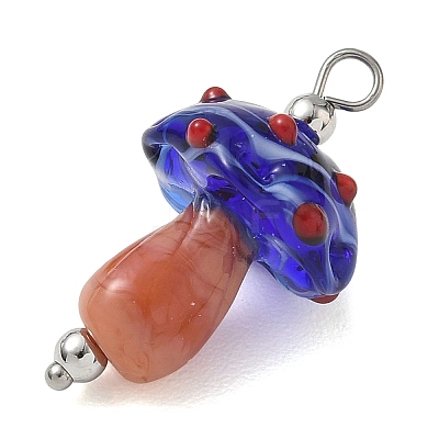 304 Stainless Steel with Handmade Bumpy Lampwork Pendants LA-CBA4231-01E-P-1